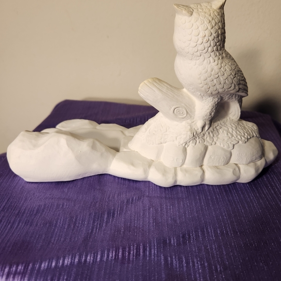 Vintage Cramer 1980 You Paint Ceramic Bisque Owl Business Card Holder - Picture 10 of 11